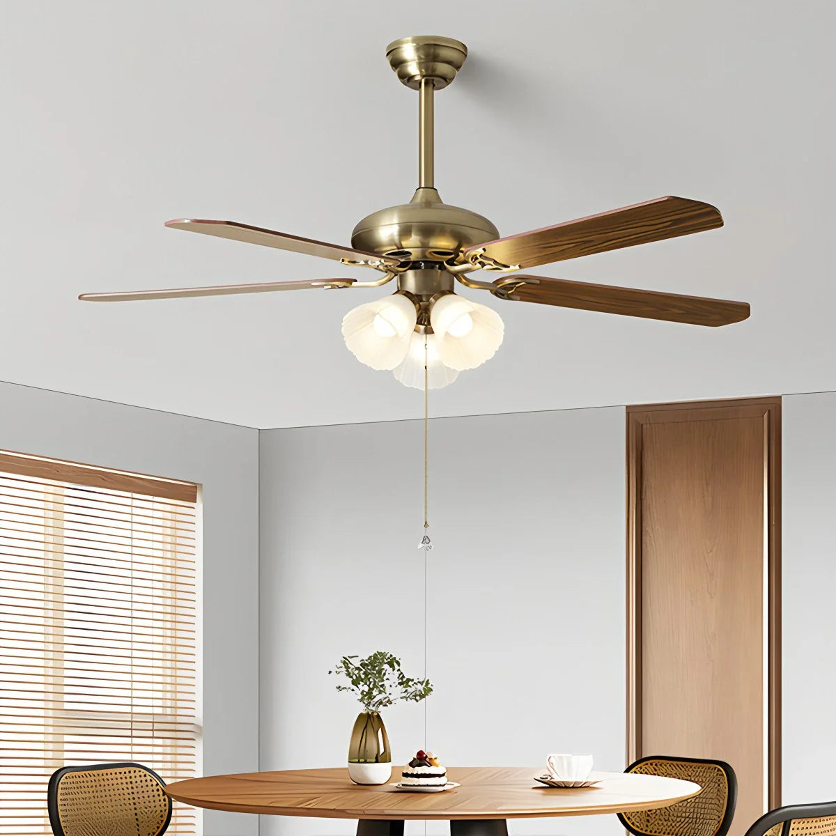Feyran American Retro Ceiling Fan Light for Dining Room