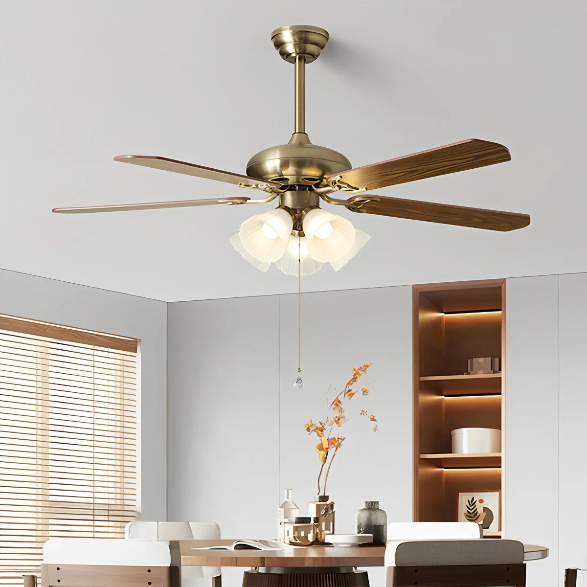 Feyran American Retro Ceiling Fan Light for Dining Room