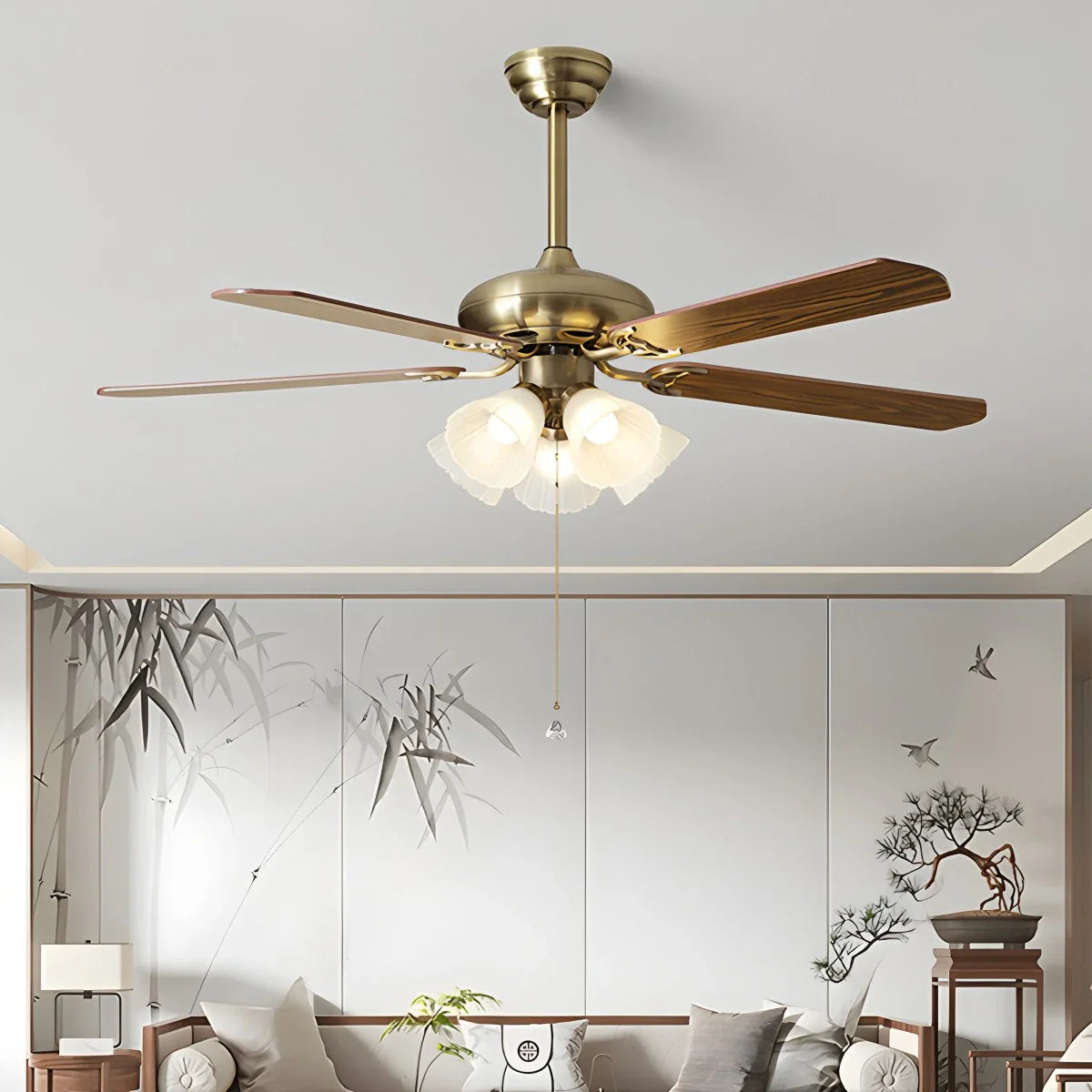 Feyran American Retro Ceiling Fan Light for Dining Room
