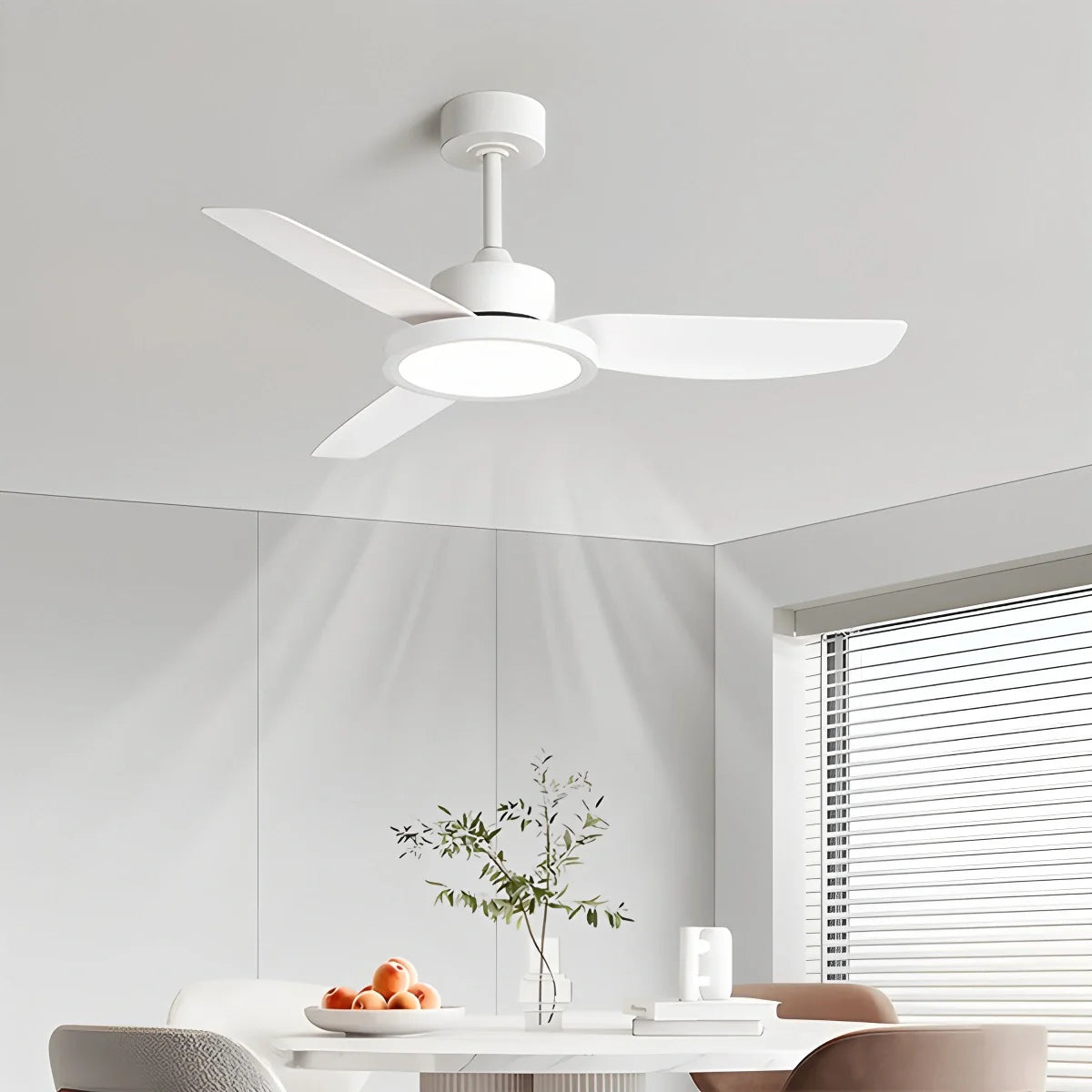 Feyran Modern White Ceiling Fans with Lights and Remote