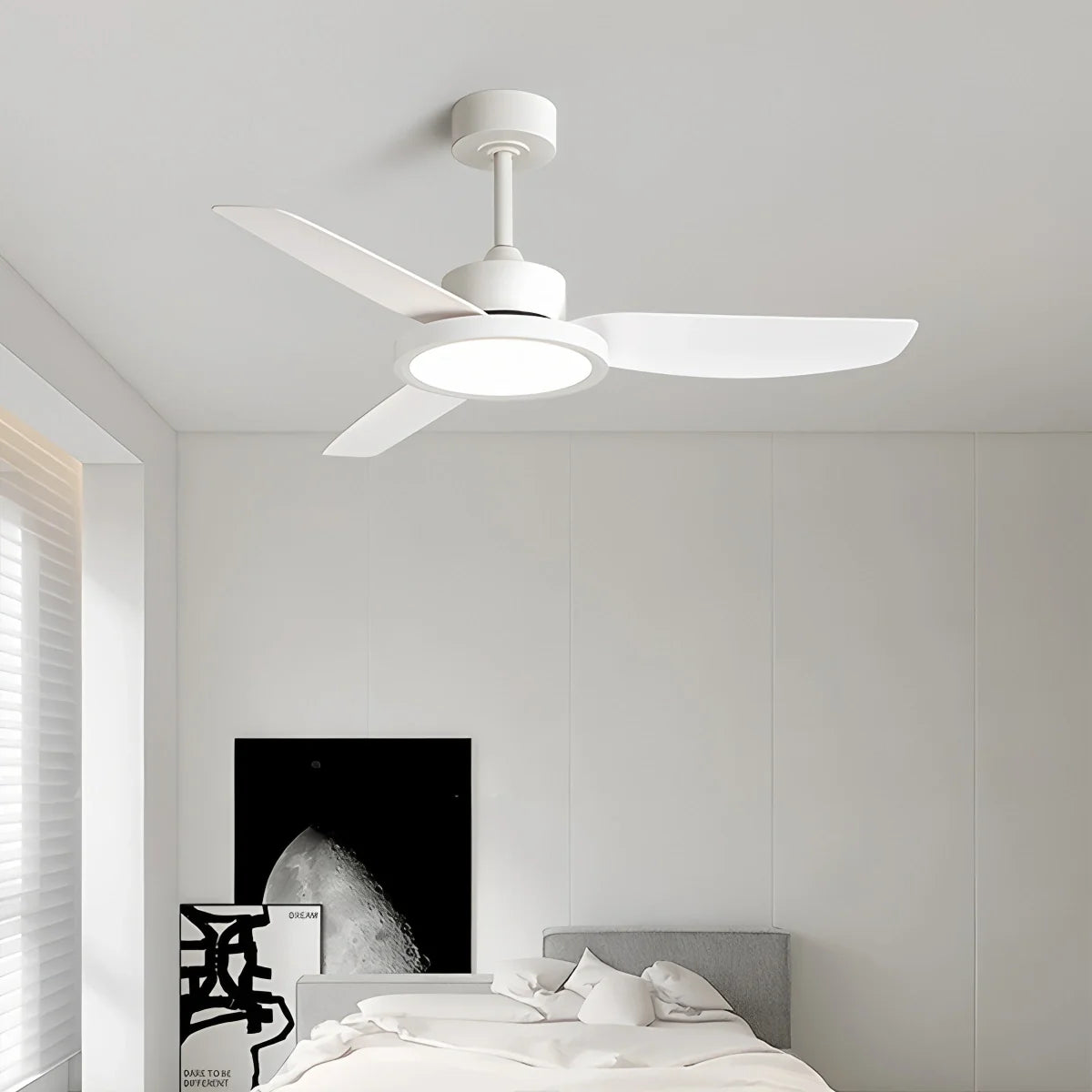 Feyran Modern White Ceiling Fans with Lights and Remote