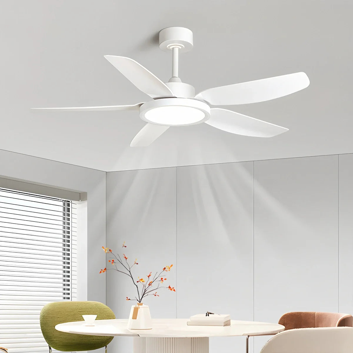 Feyran Modern White Ceiling Fans with Lights and Remote