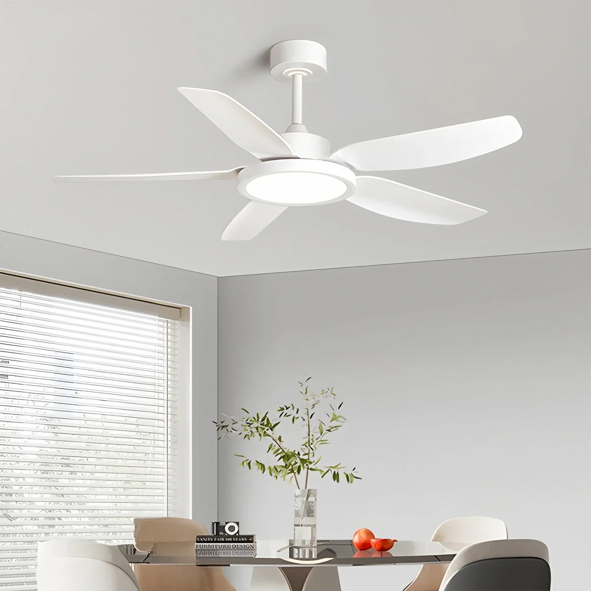 Feyran Modern White Ceiling Fans with Lights and Remote
