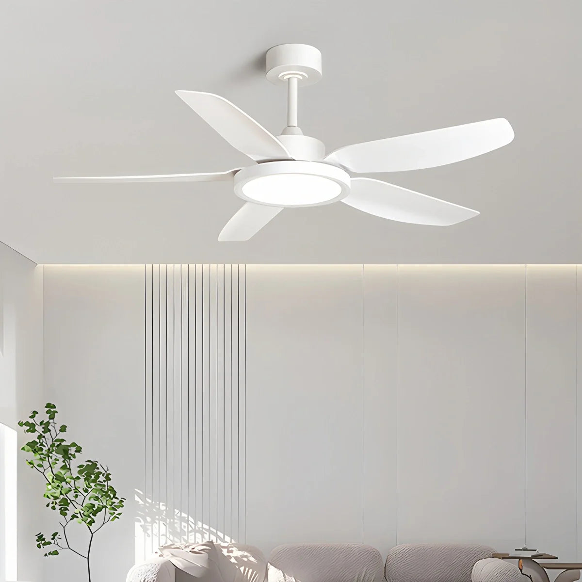 Feyran Modern White Ceiling Fans with Lights and Remote