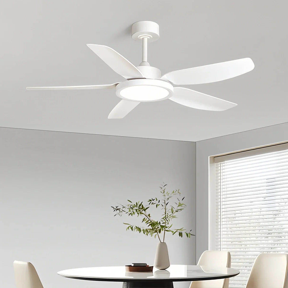 Feyran Modern White Ceiling Fans with Lights and Remote