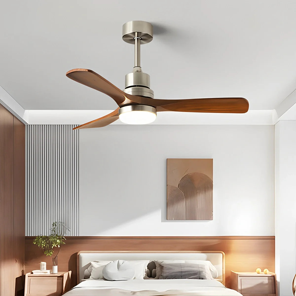 Feyran American Retro 3-Blade Ceiling Fan with Light