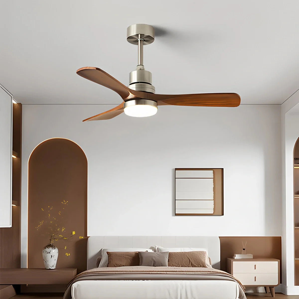 Feyran American Retro 3-Blade Ceiling Fan with Light
