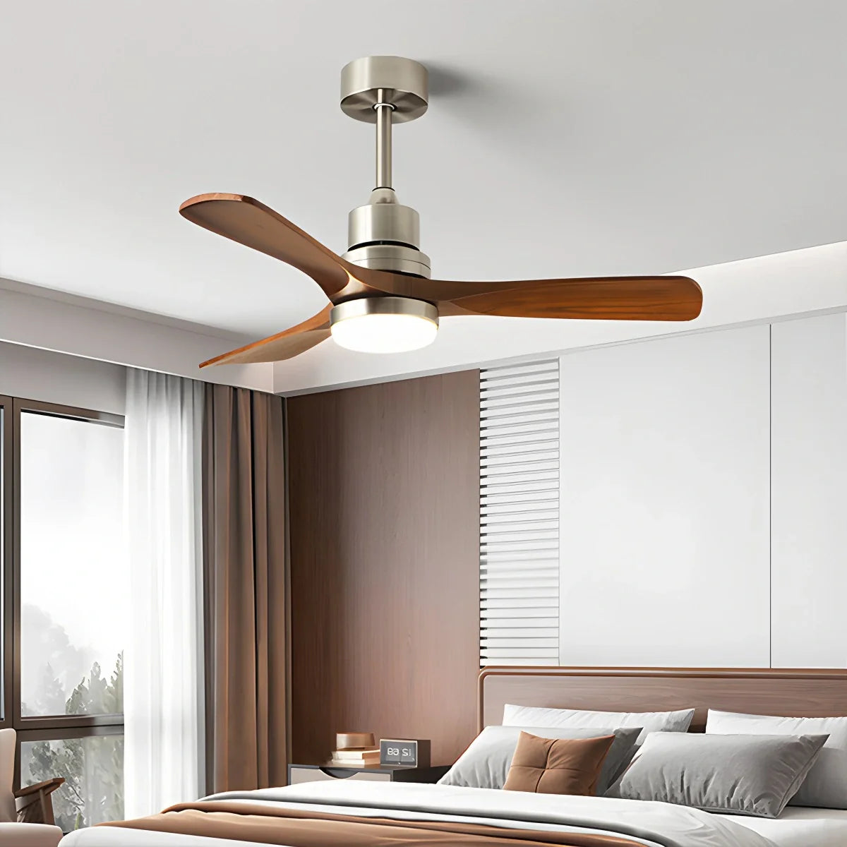 Feyran American Retro 3-Blade Ceiling Fan with Light