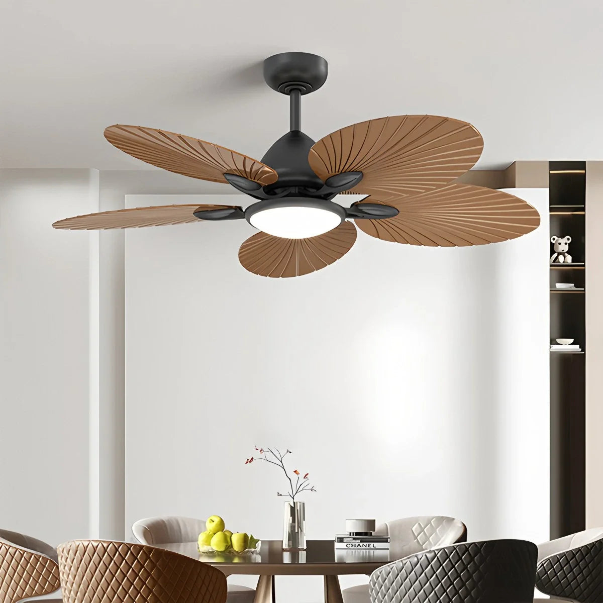 Feyran 5-Blade Palm Leaf Ceiling Fan with Light