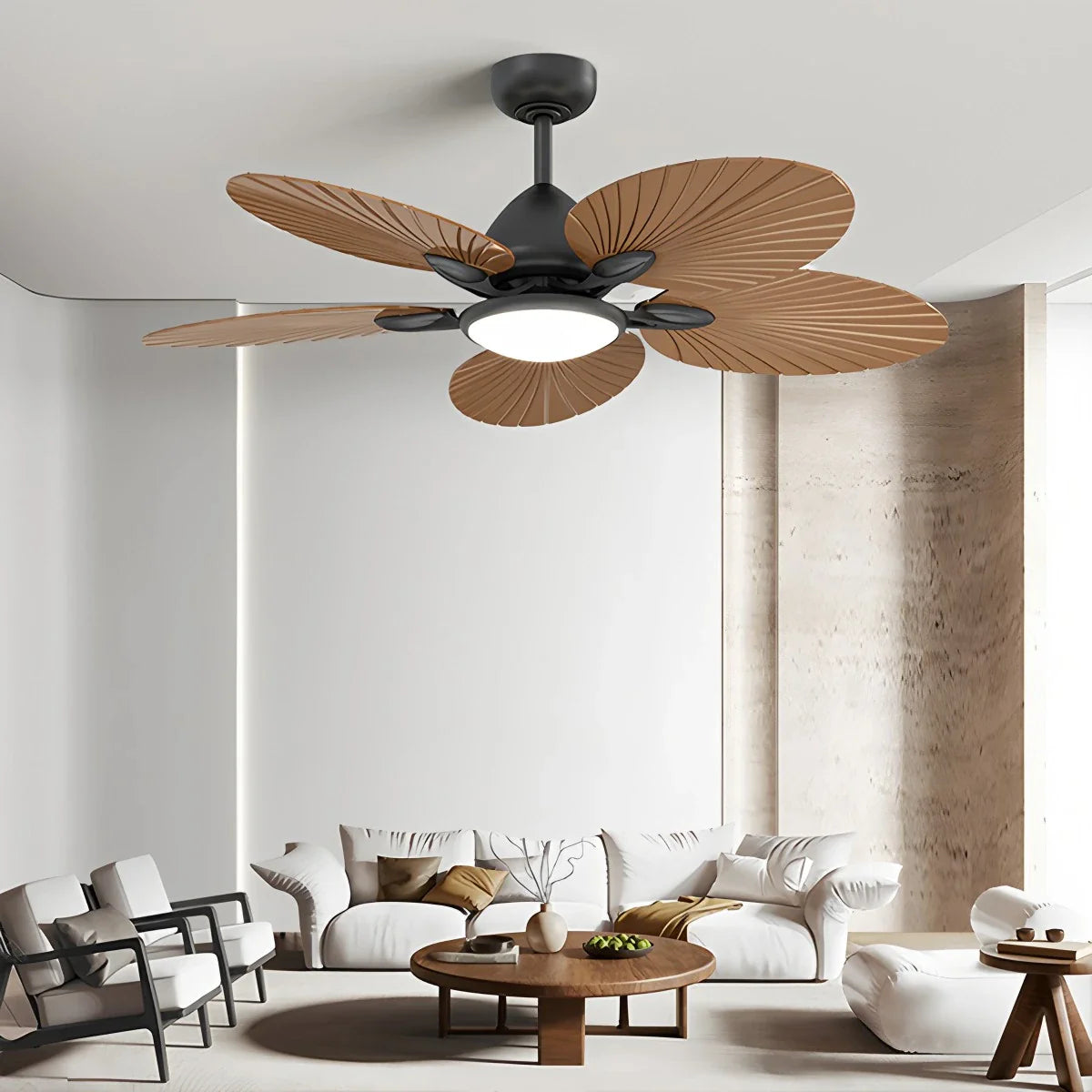 Feyran 5-Blade Palm Leaf Ceiling Fan with Light