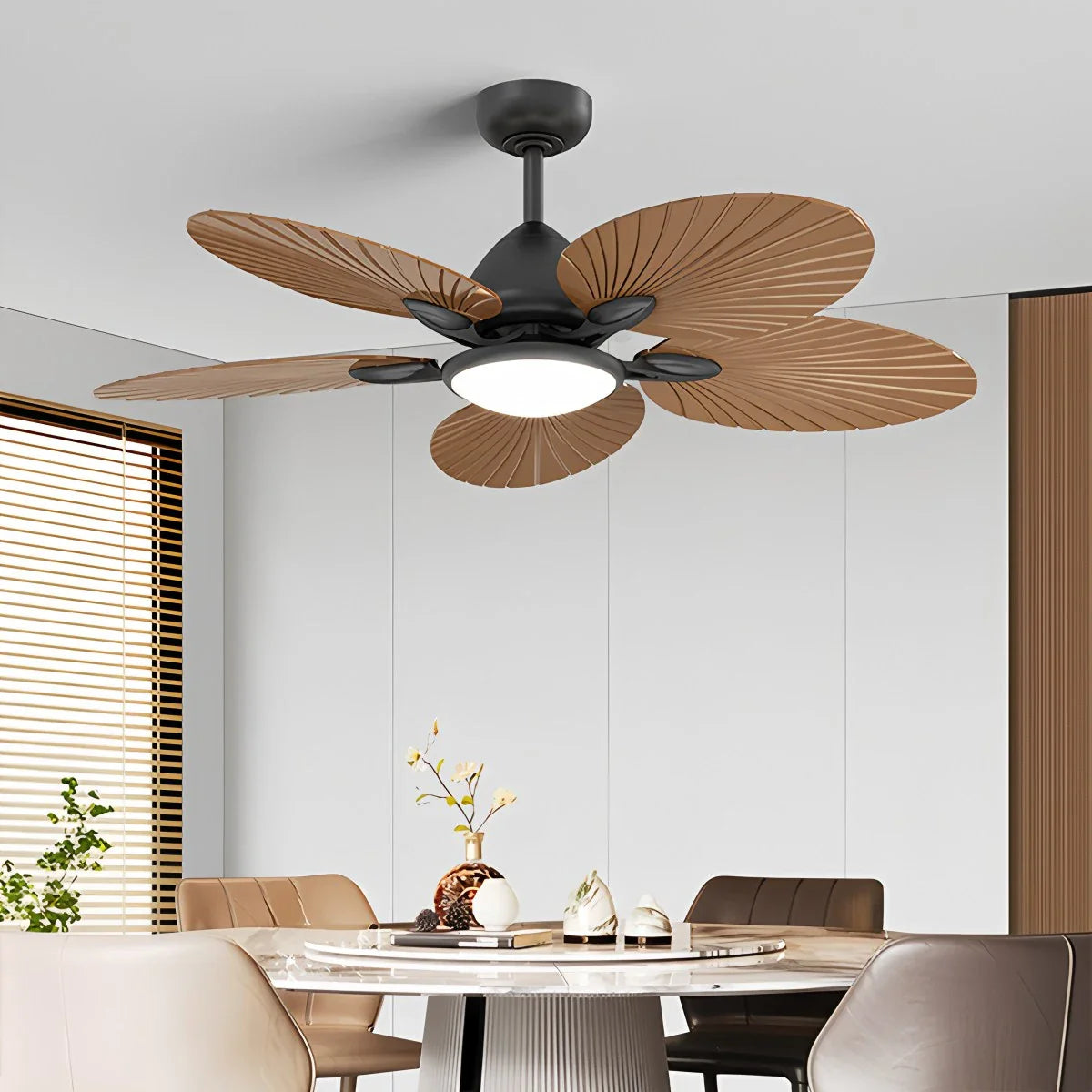 Feyran 5-Blade Palm Leaf Ceiling Fan with Light