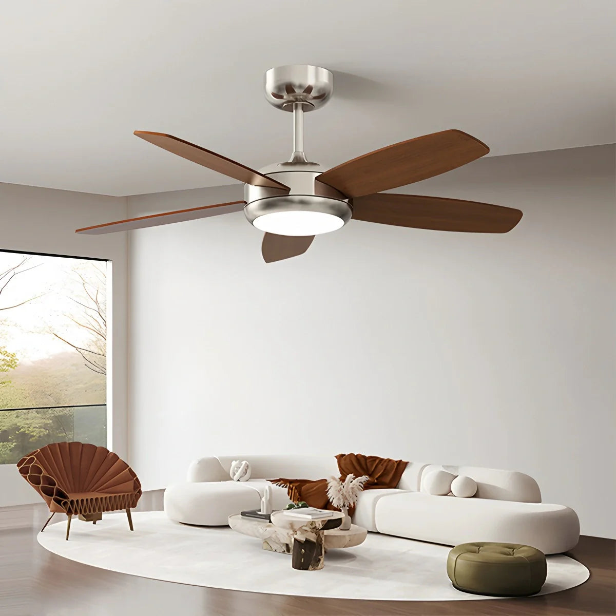 Feyran Retro American Style 5-blade Ceiling Fan Light