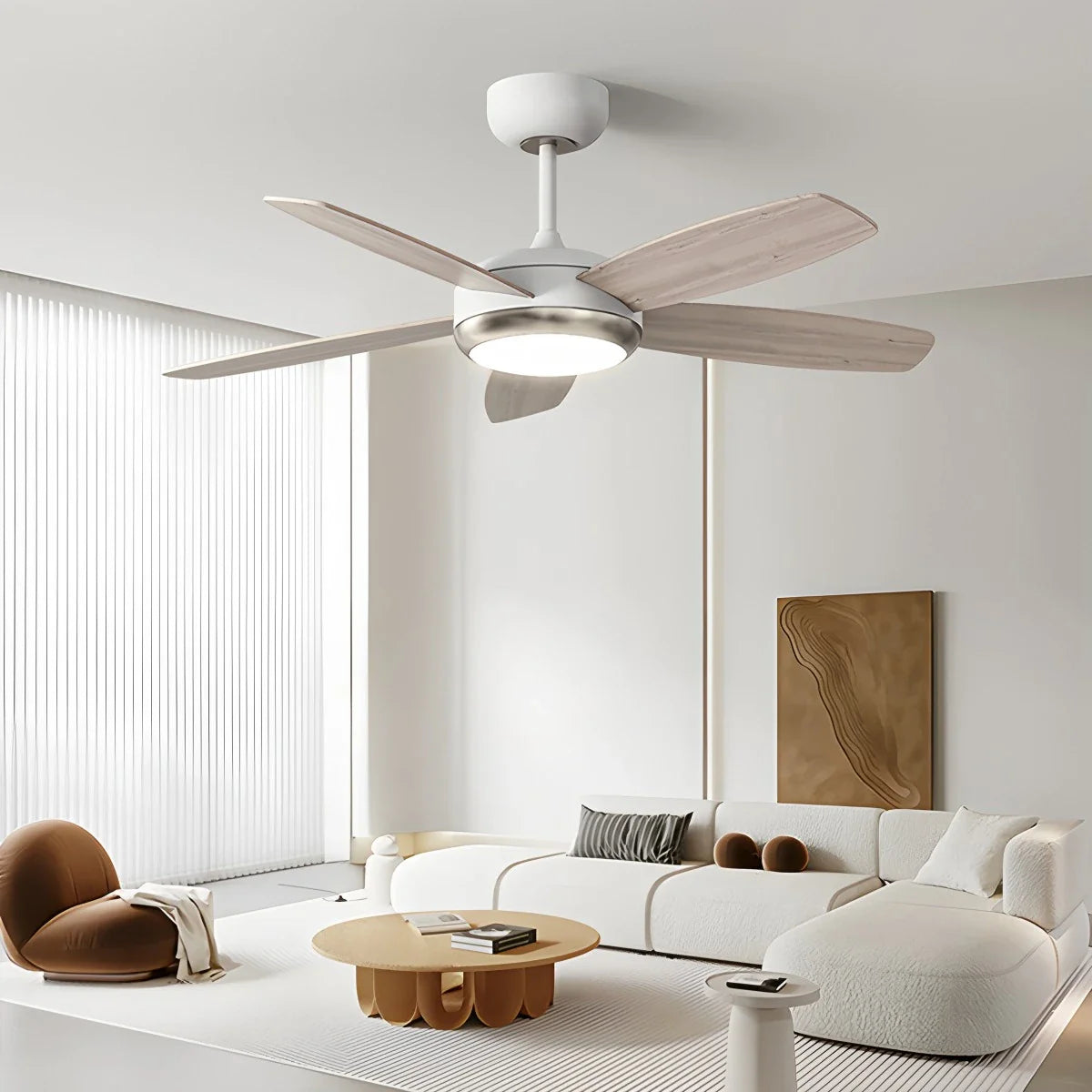 Feyran Retro American Style 5-blade Ceiling Fan Light