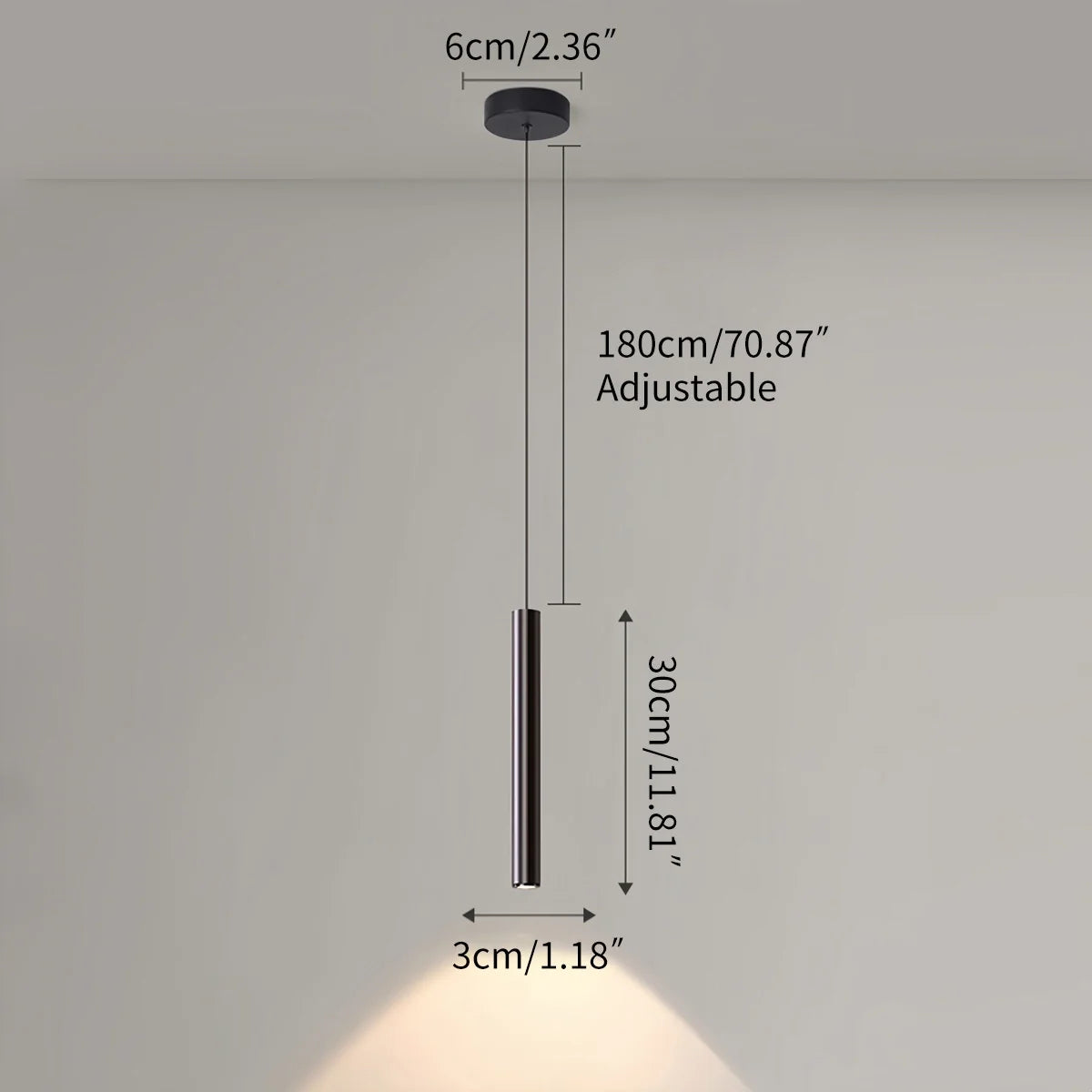 Feyran Modern Long Tube Led Pendant Light Bedside Lamp