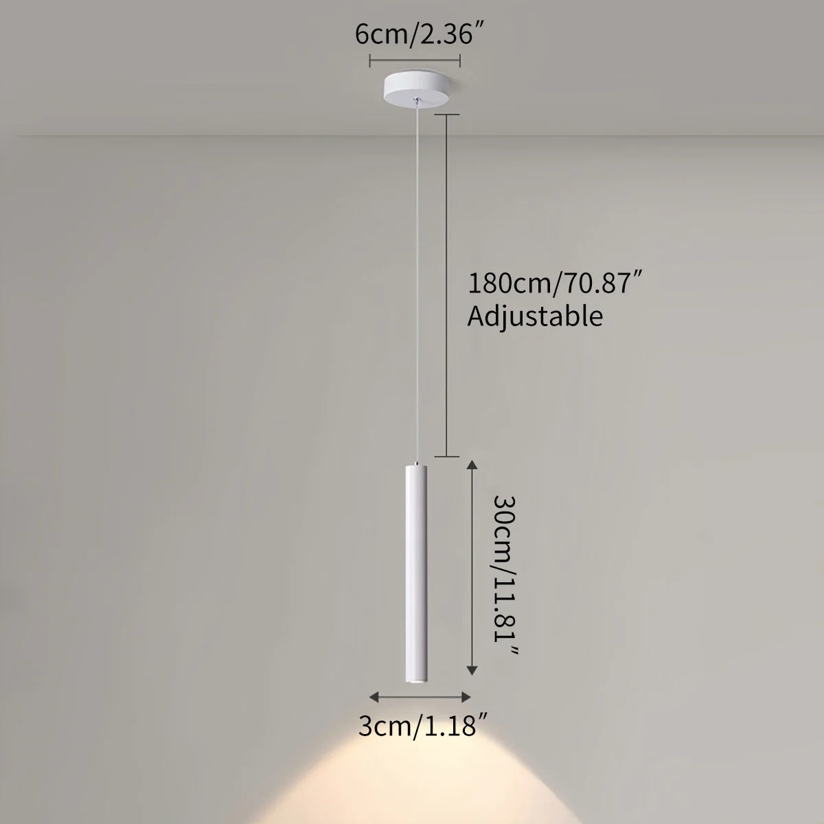 Feyran Modern Long Tube Led Pendant Light Bedside Lamp
