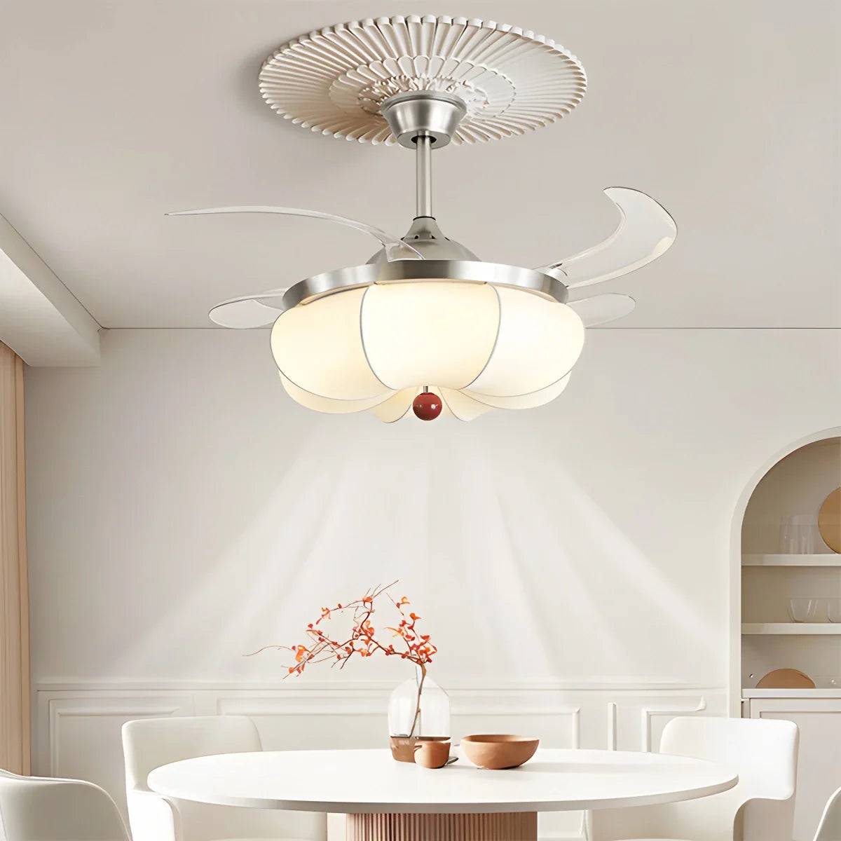 Feyran Retro Fabric Ceiling Fan Light for Dining Room