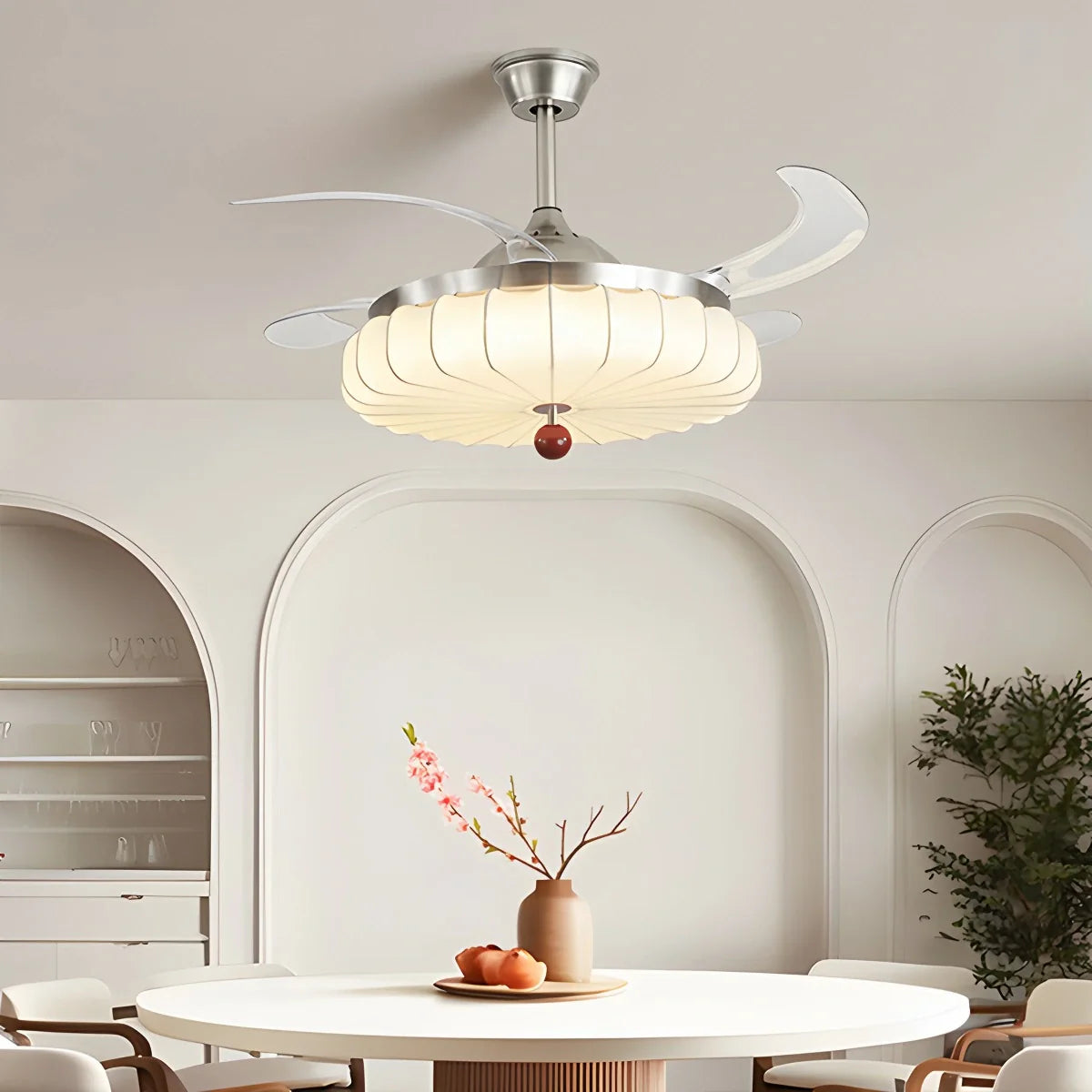 Feyran Retro Fabric Ceiling Fan Light for Dining Room