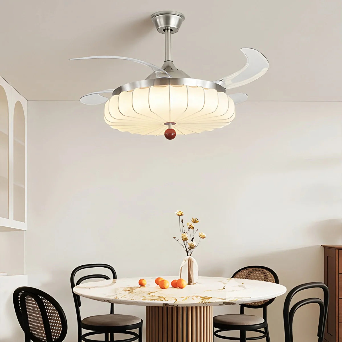 Feyran Retro Fabric Ceiling Fan Light for Dining Room