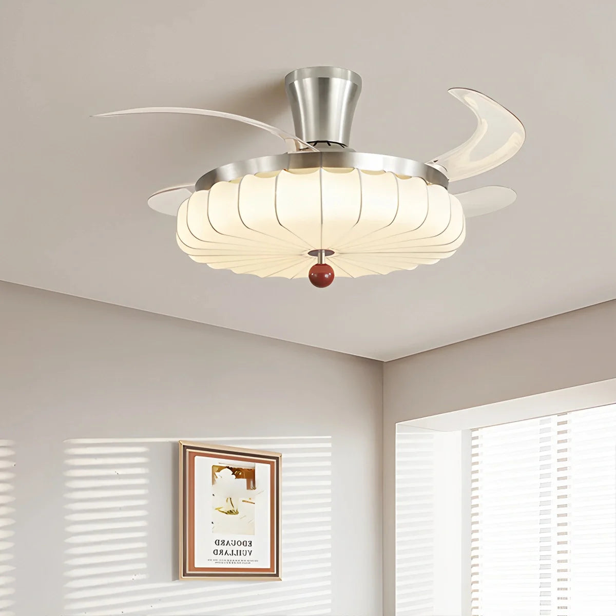 Feyran Retro Fabric Ceiling Fan Light for Dining Room