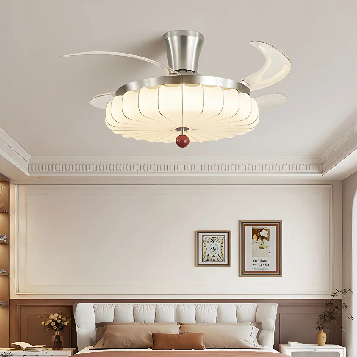 Feyran Retro Fabric Ceiling Fan Light for Dining Room