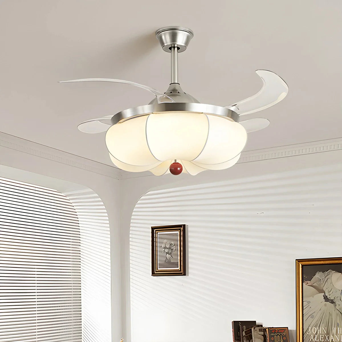 Feyran Retro Fabric Ceiling Fan Light for Dining Room