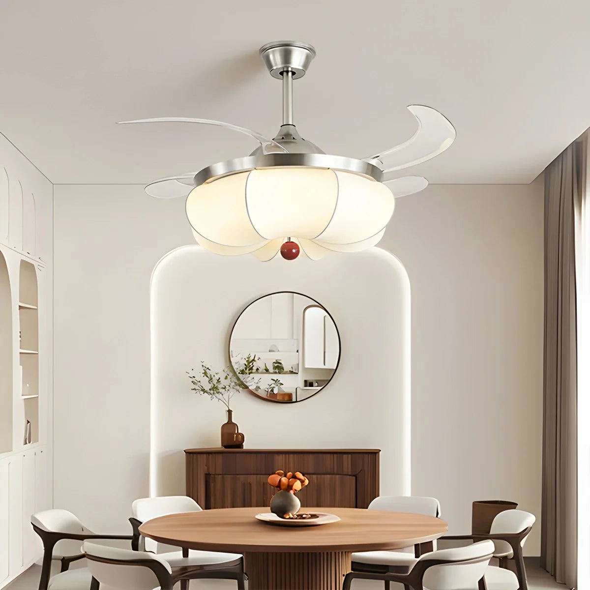 Feyran Retro Fabric Ceiling Fan Light for Dining Room