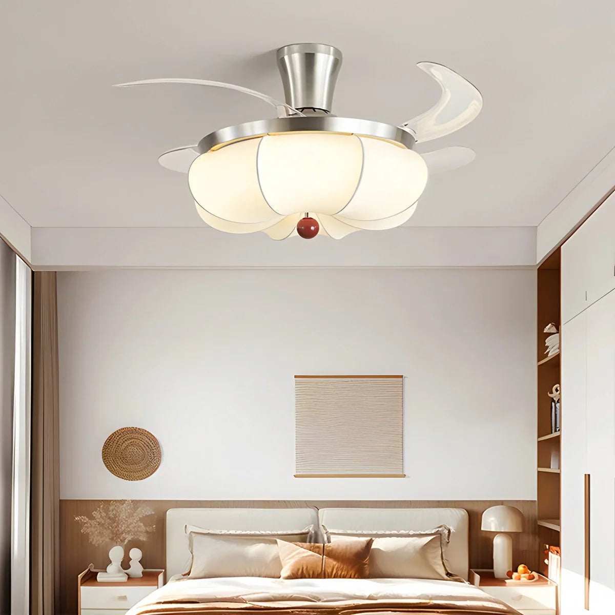 Feyran Retro Fabric Ceiling Fan Light for Dining Room
