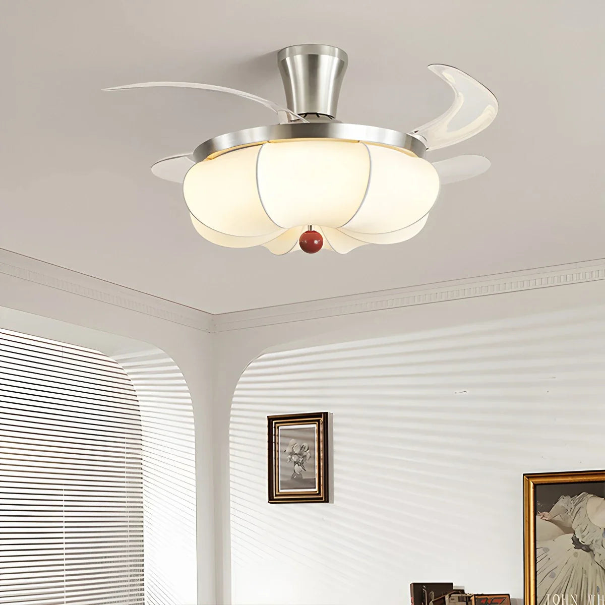 Feyran Retro Fabric Ceiling Fan Light for Dining Room