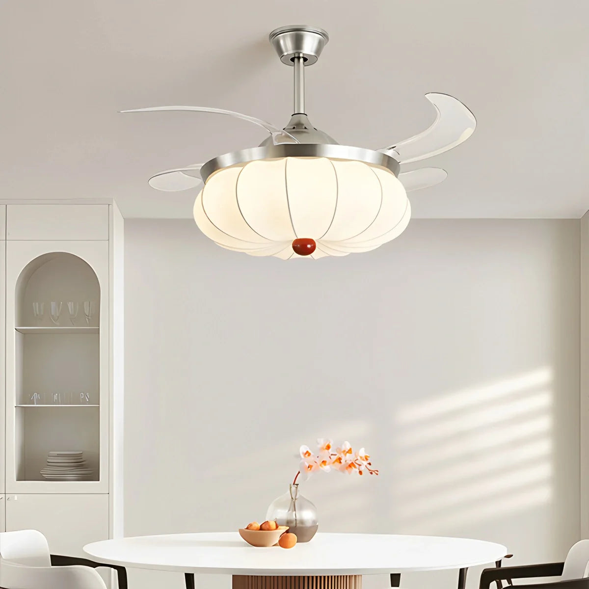 Feyran Retro Fabric Ceiling Fan Light for Dining Room