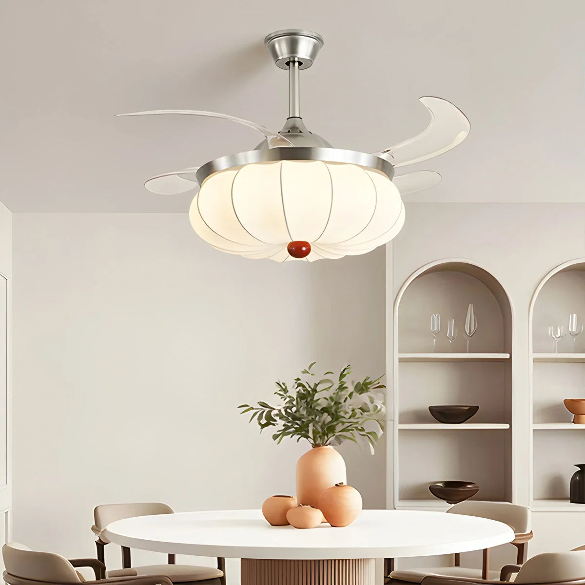 Feyran Retro Fabric Ceiling Fan Light for Dining Room