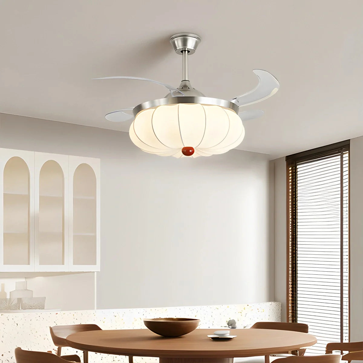 Feyran Retro Fabric Ceiling Fan Light for Dining Room