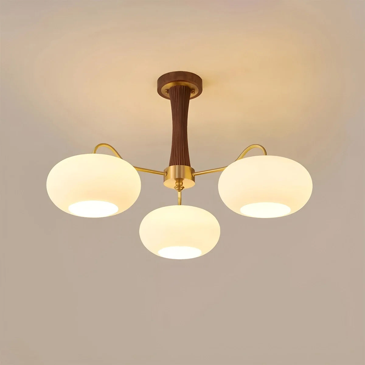 Feyran Brass Wooden Persimmon Chandelier