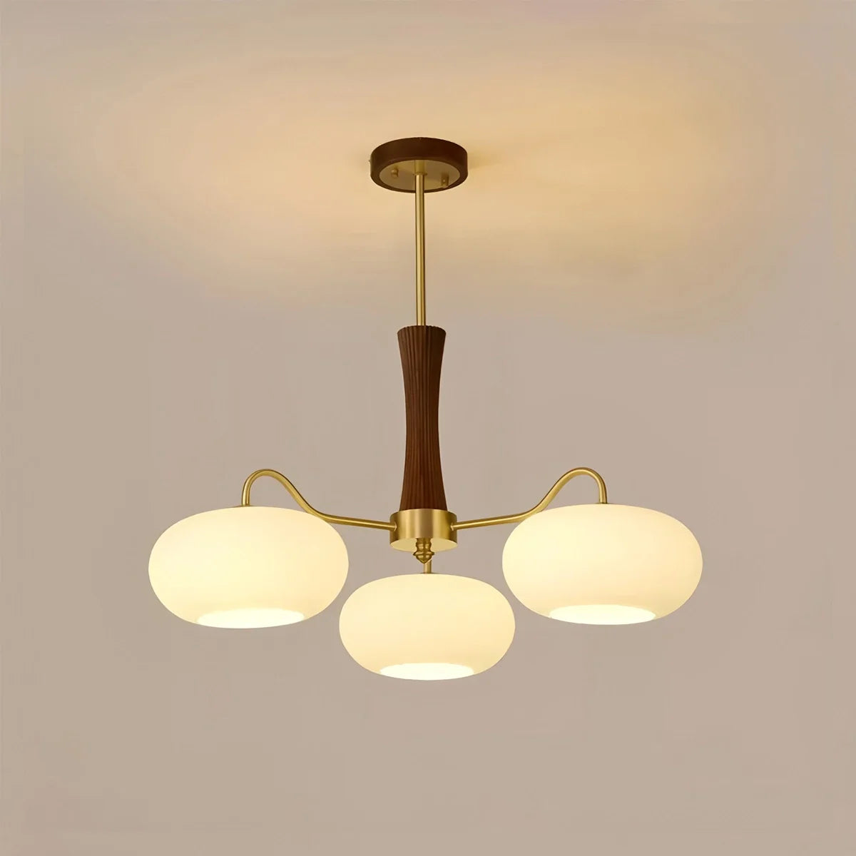 Feyran Brass Wooden Persimmon Chandelier