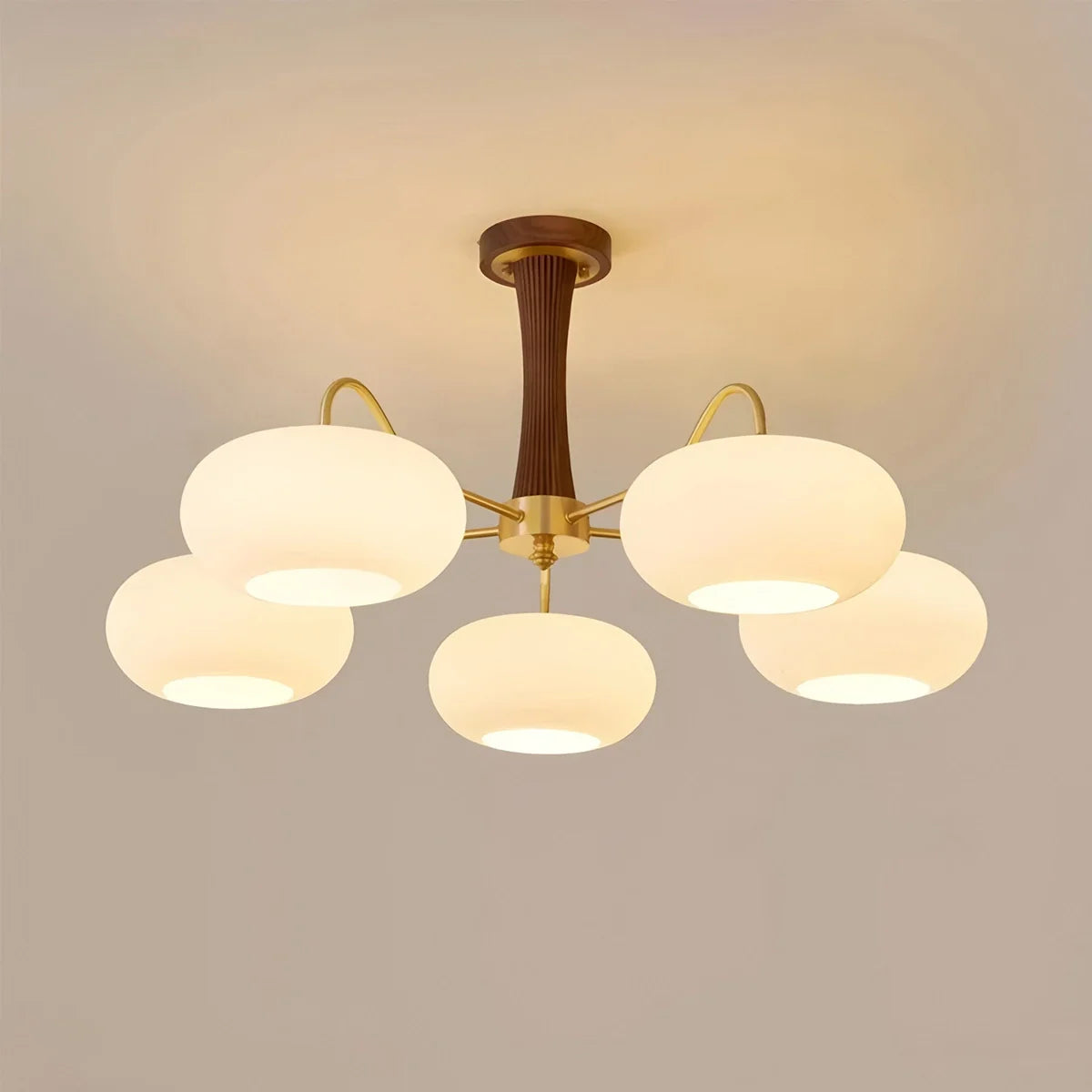 Feyran Brass Wooden Persimmon Chandelier