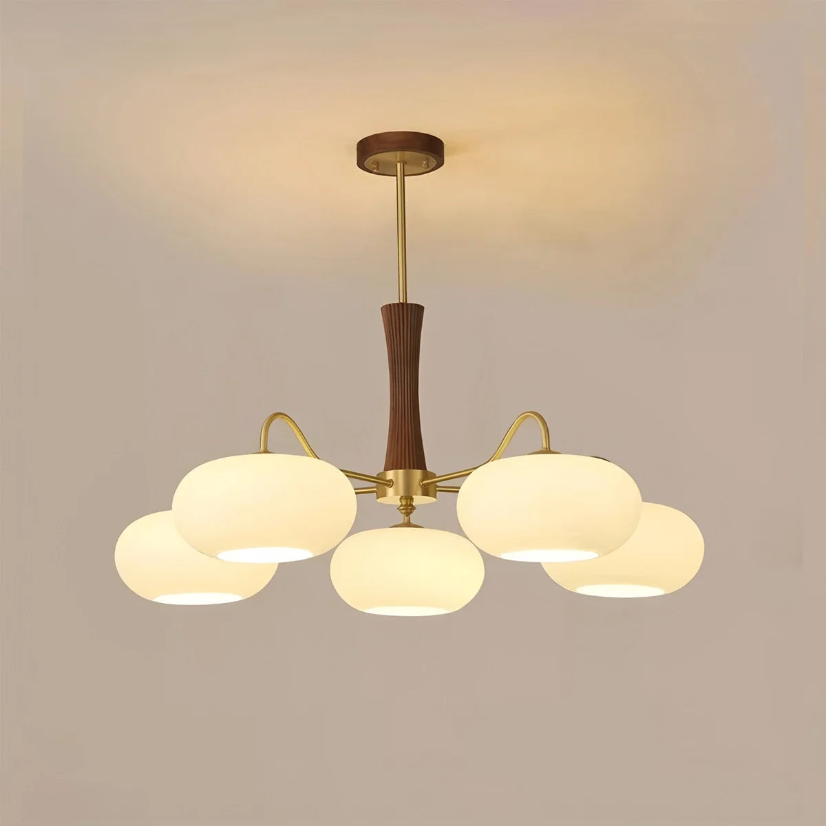 Feyran Brass Wooden Persimmon Chandelier