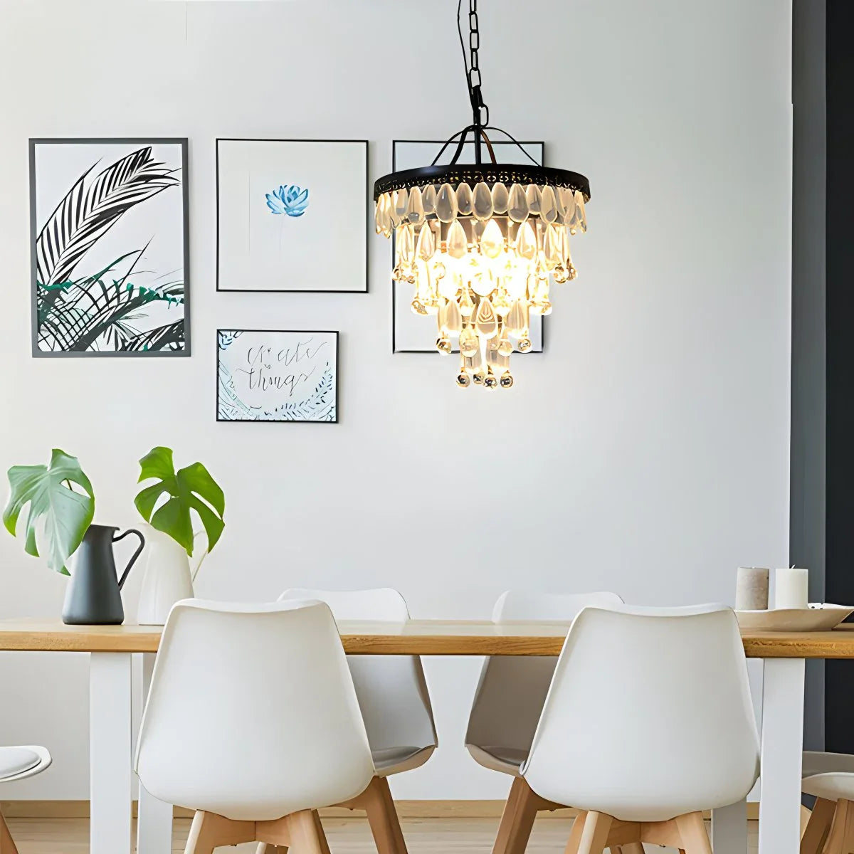 Feyran Droplet Crystal Chandelier for Dining Room