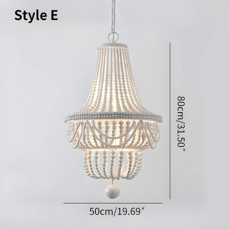 Feyran Retro Wooden Bead Chandelier for Dining Room