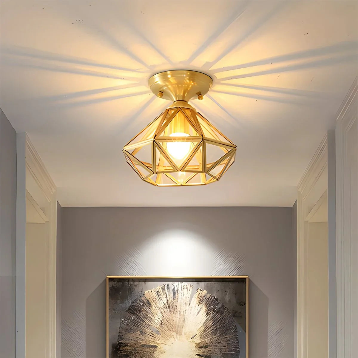 Feyran European Style Copper Glass Ceiling Lamp-A
