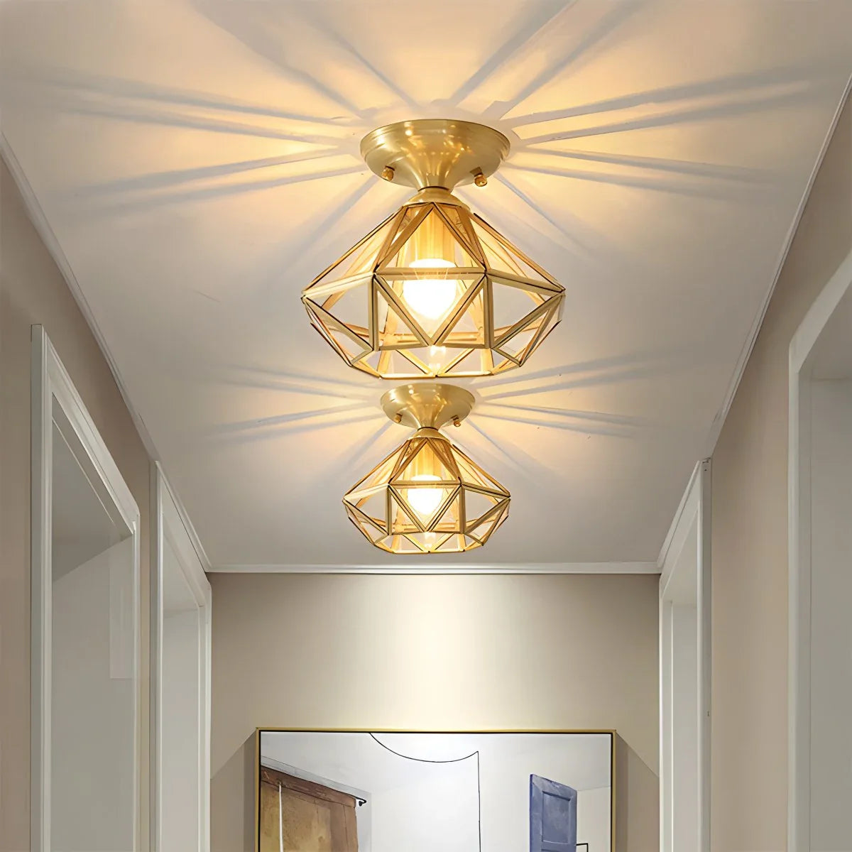 Feyran European Style Copper Glass Ceiling Lamp-A