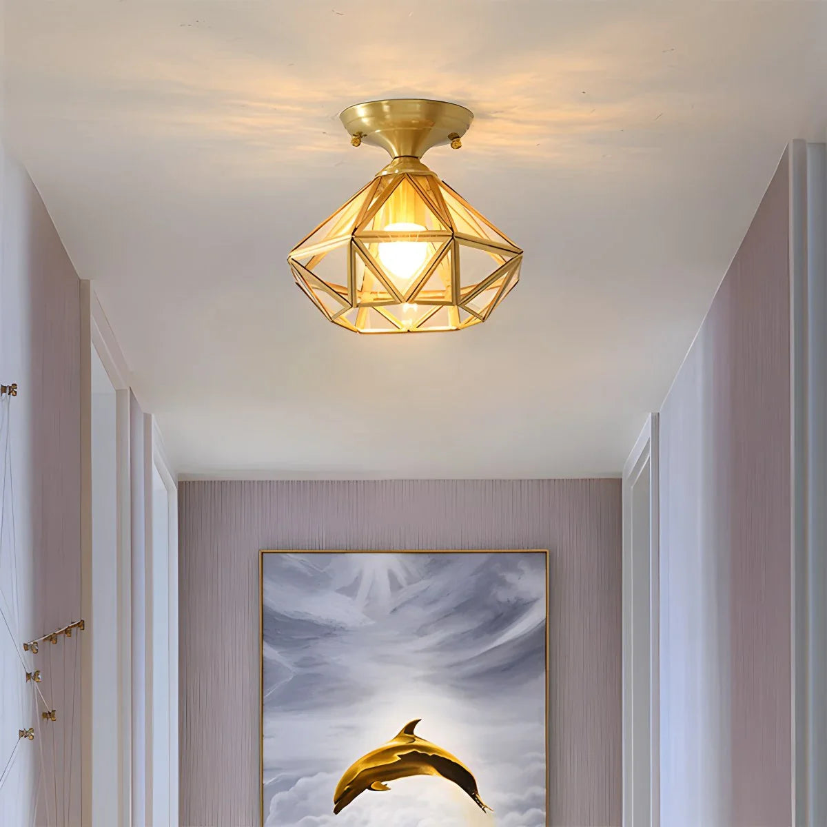 Feyran European Style Copper Glass Ceiling Lamp-A