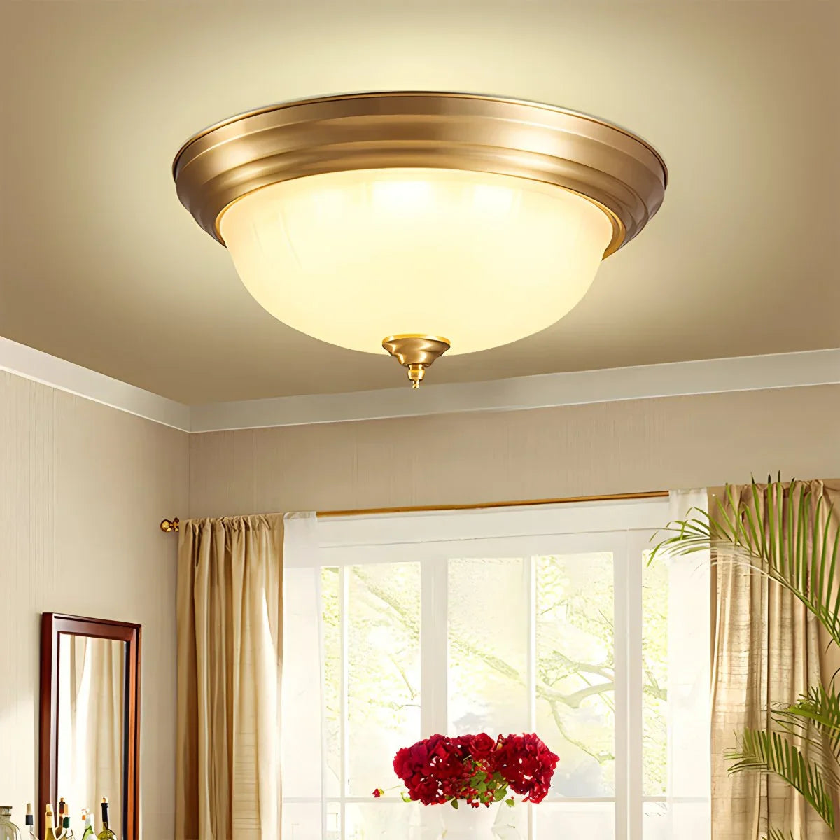 Feyran European Style Copper Glass Ceiling Lamp-D