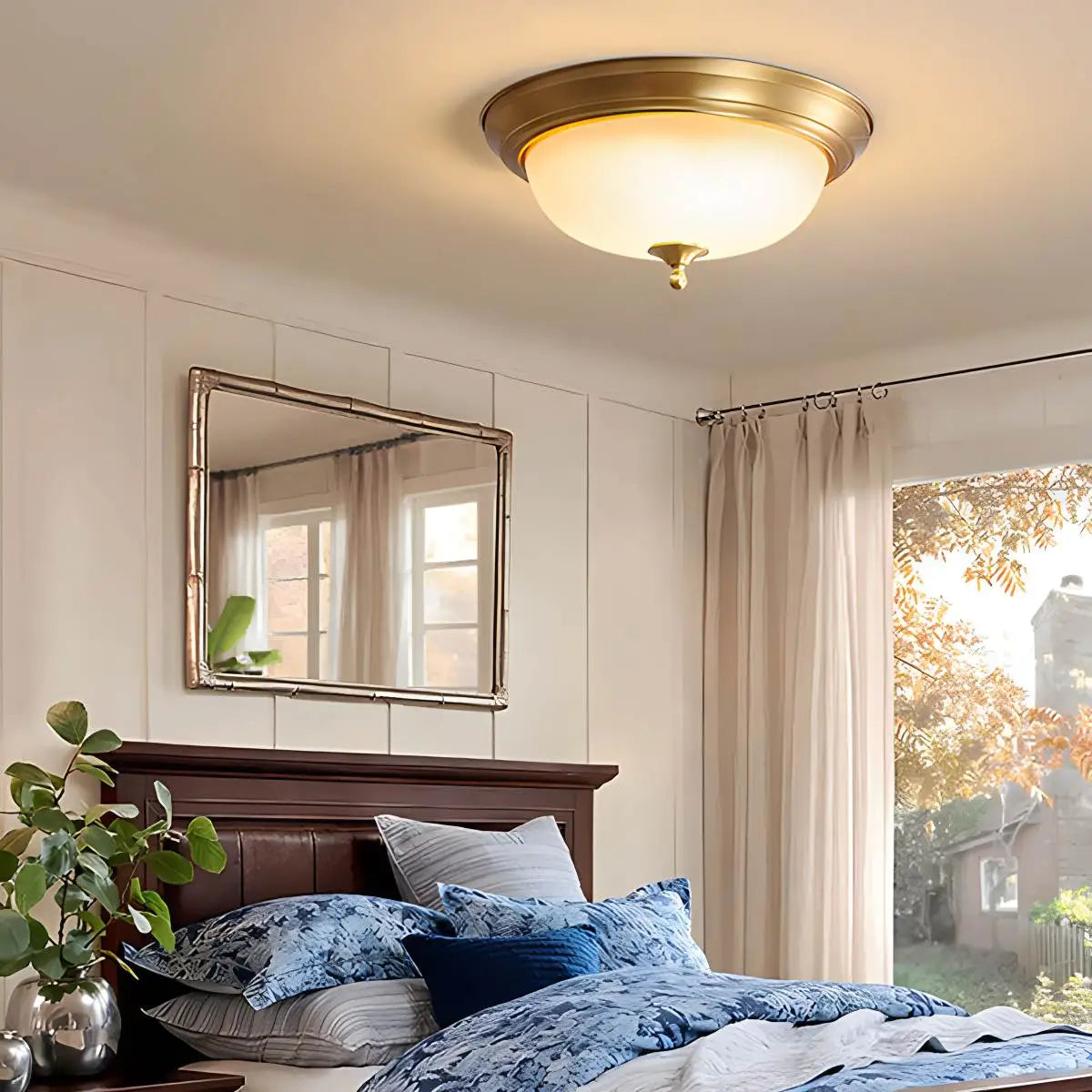 Feyran European Style Copper Glass Ceiling Lamp-D