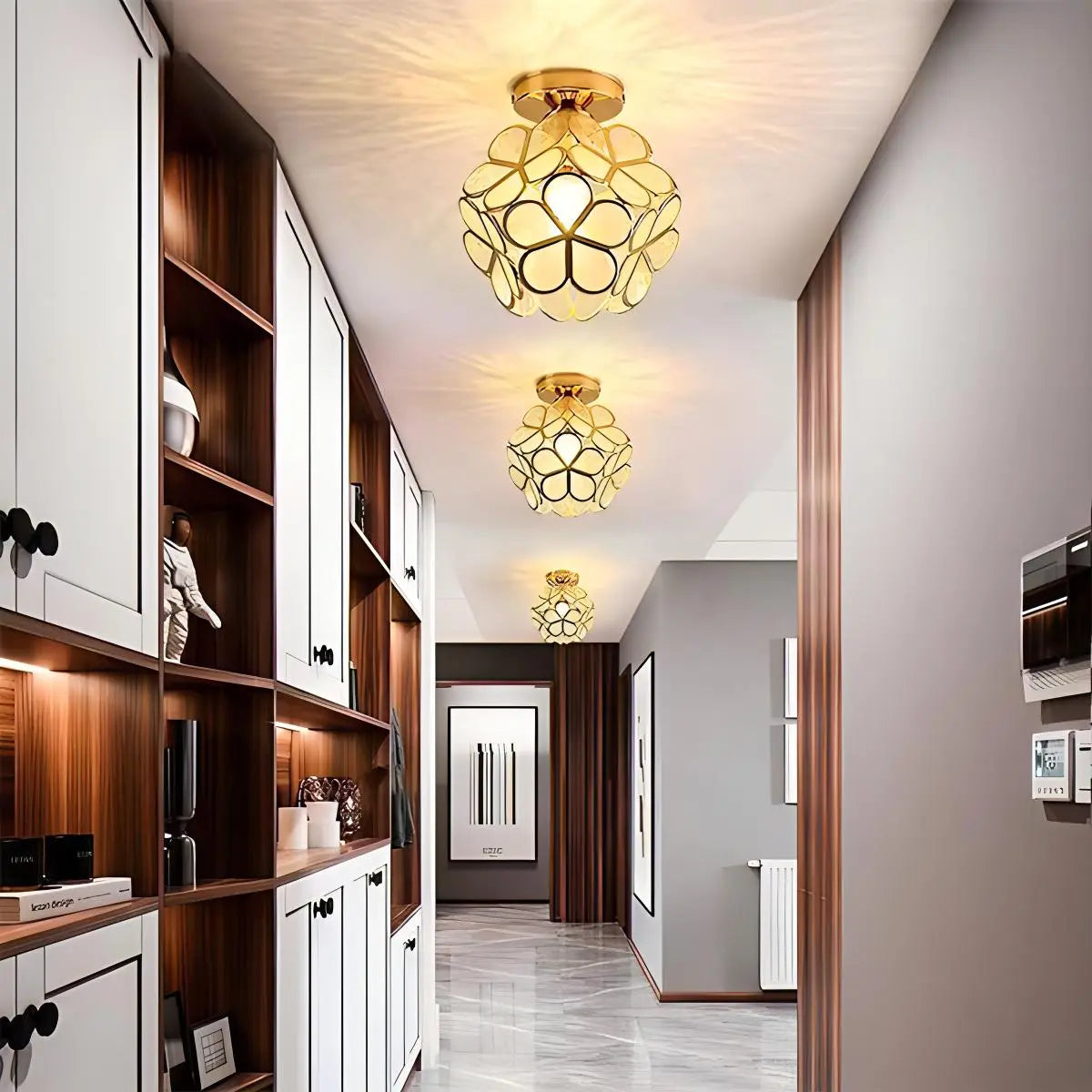 Feyran European Style Copper Glass Ceiling Lamp-E