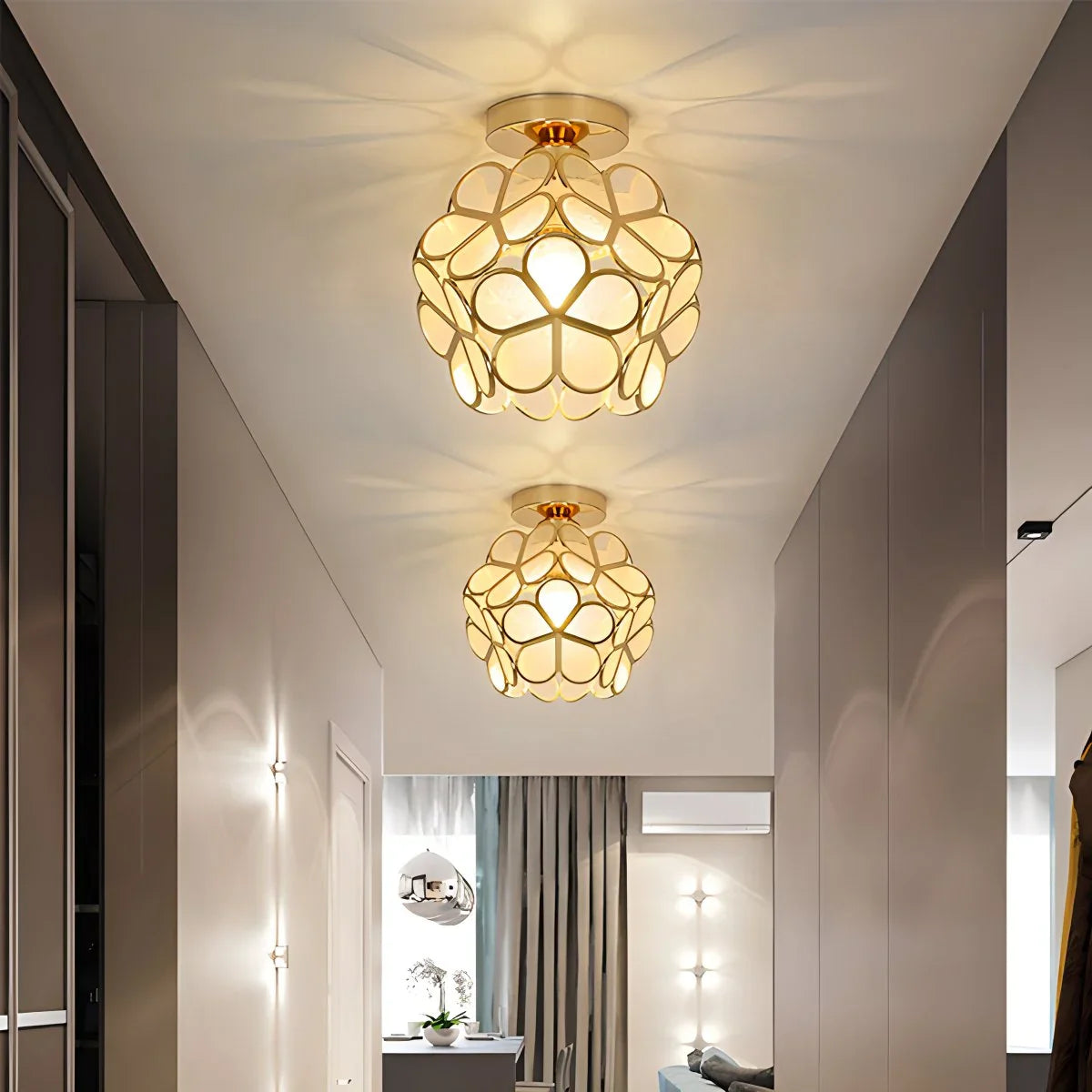 Feyran European Style Copper Glass Ceiling Lamp-E