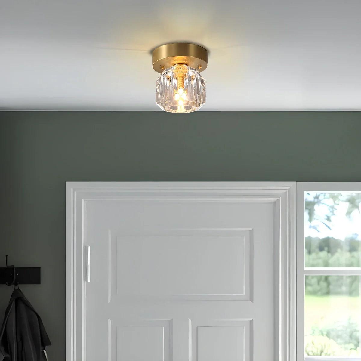 Feyran European Style Copper Glass Ceiling Lamp-G