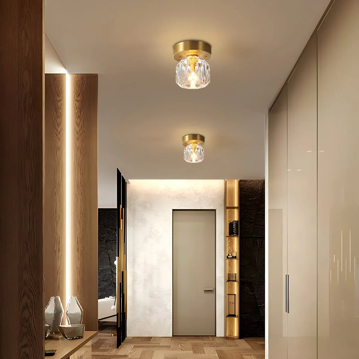 Feyran European Style Copper Glass Ceiling Lamp-G