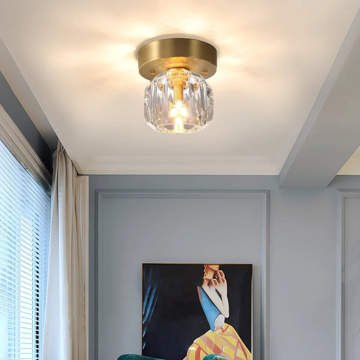 Feyran European Style Copper Glass Ceiling Lamp-G
