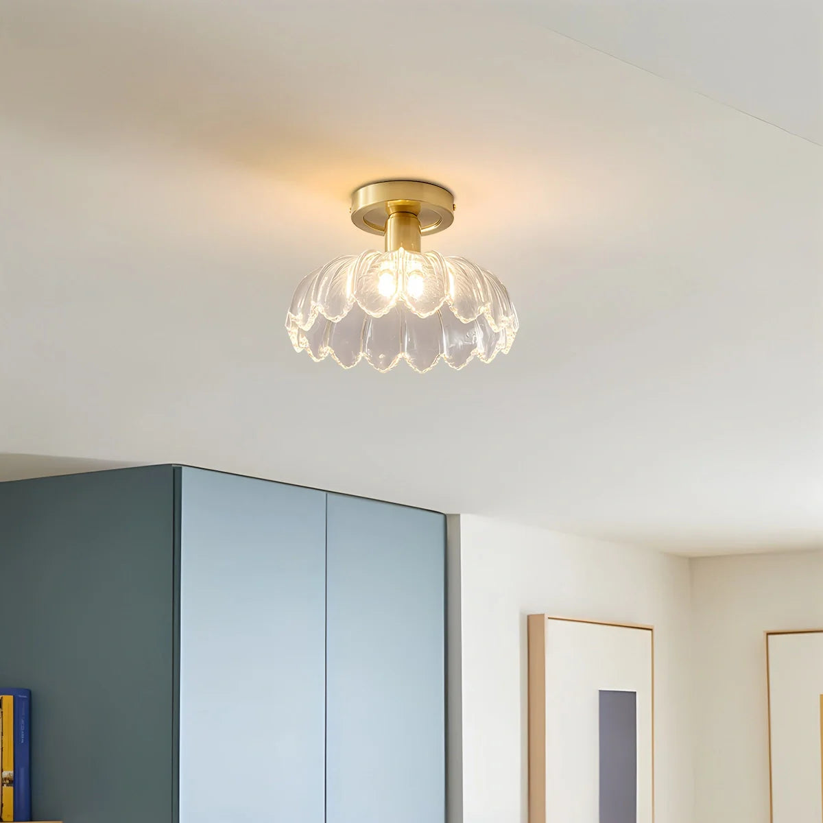 Feyran European Style Copper Glass Ceiling Lamp-H