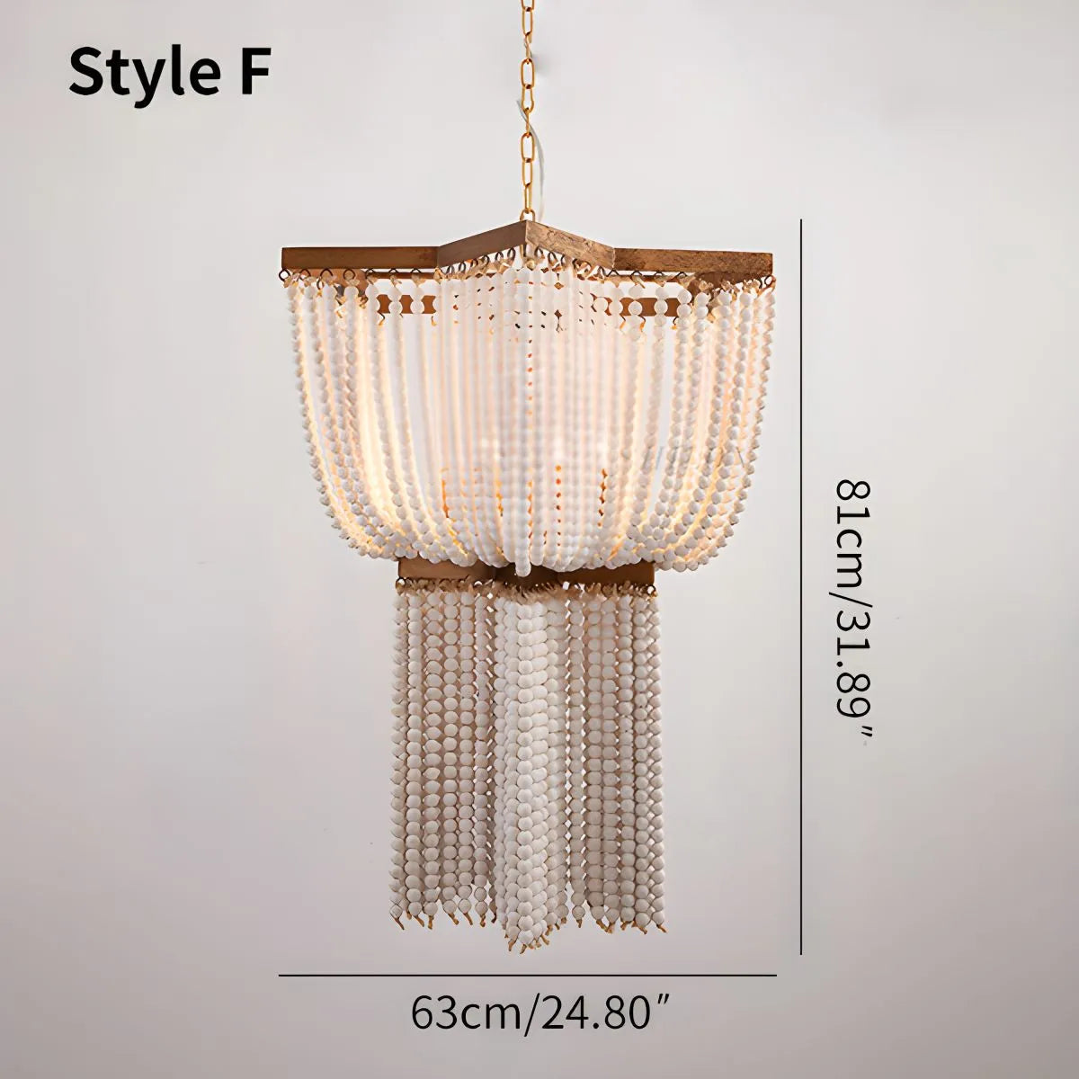 Feyran Retro Wooden Bead Chandelier for Dining Room