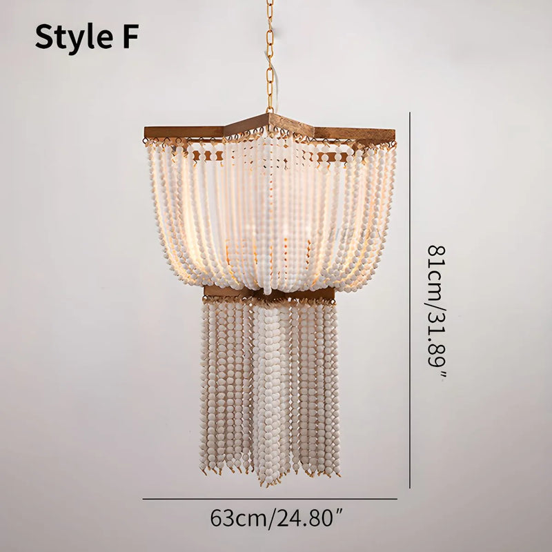 Feyran Retro Wooden Bead Chandelier for Dining Room